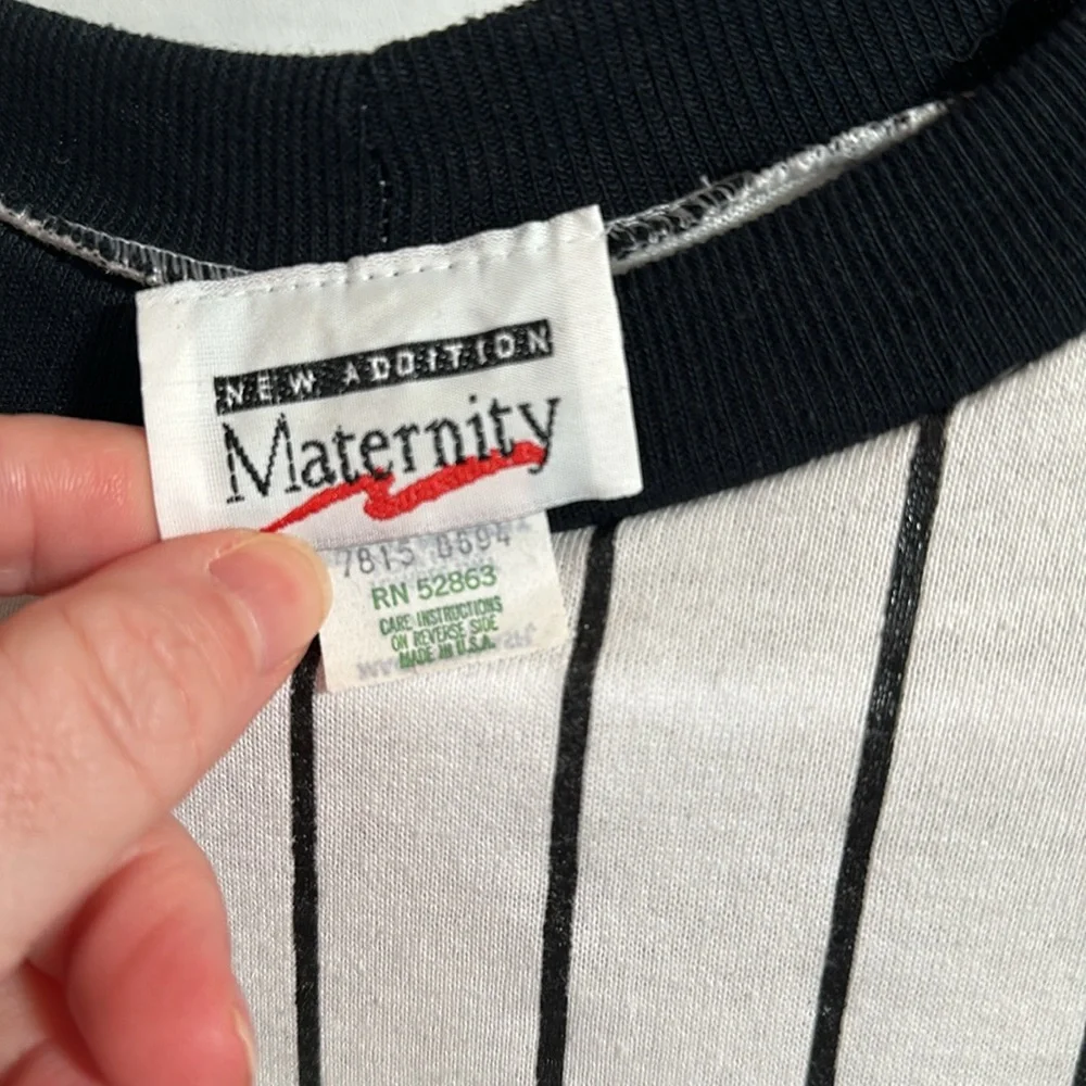 Vintage new additions maternity top striped baseball tee 94 baby size medium - Picture 3 of 6
